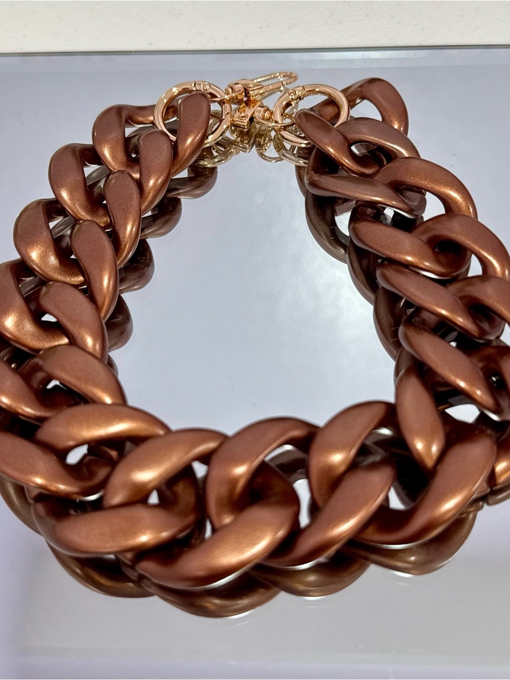 New Acrylic Metallic Brown (bronze) Bag Chain 18 inches w/ gold tone hardware